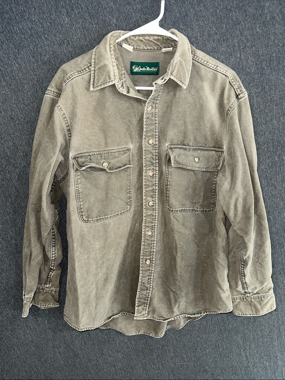 Gander Mountain Faded Olive Green Long Sleeve Button Down Shirt Mens Large